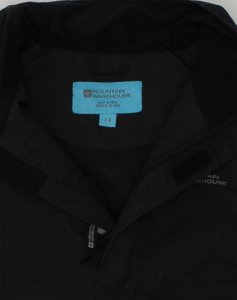 MOUNTAIN WAREHOUSE Boys Hooded Rain Jacket 7-8 Years Black Polyester | Vintage Mountain Warehouse | Thrift | Second-Hand Mountain Warehouse | Used Clothing | Messina Hembry 