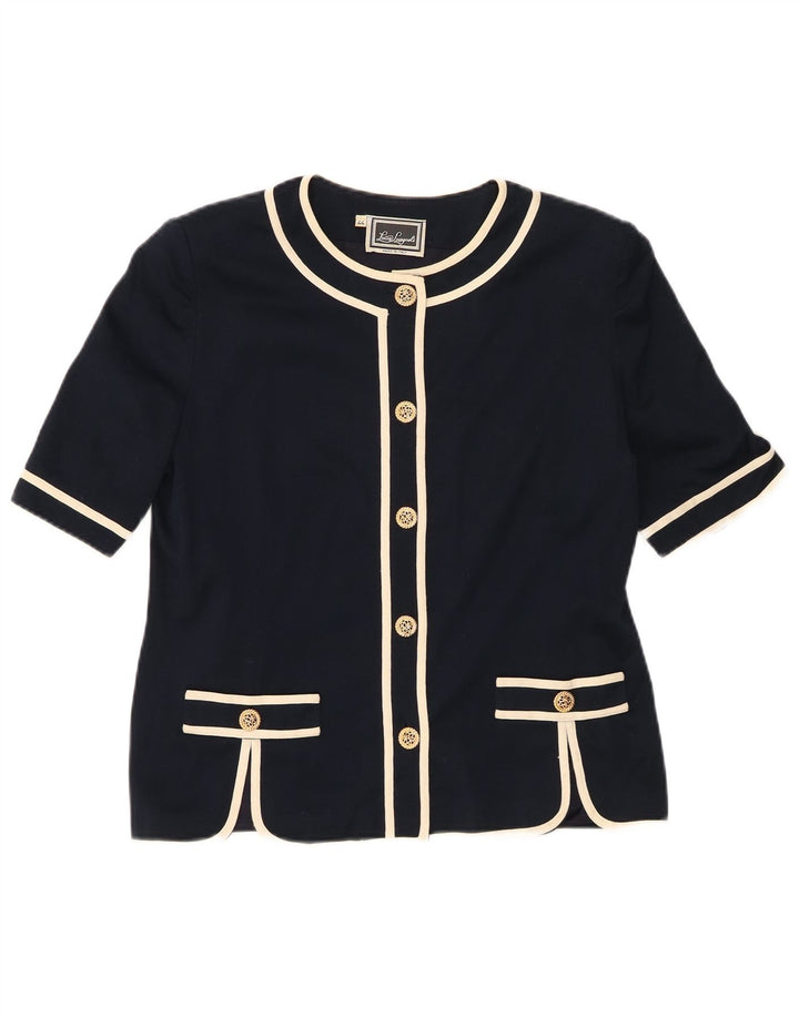 LUISA SPAGNOLI Womens Short Sleeve Blazer Jacket IT 44 Medium Navy Blue
