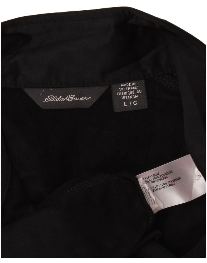 EDDIE BAUER Mens Tracksuit Top Jacket Large Black Polyester