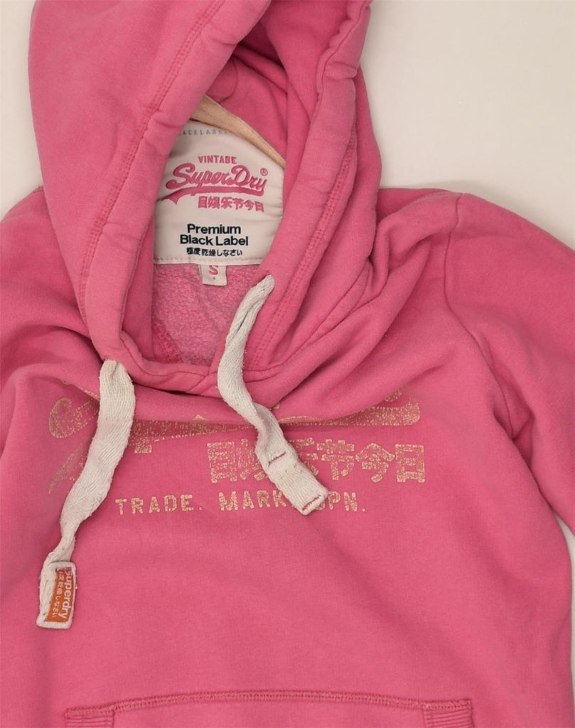 SUPERDRY Womens Graphic Hoodie Jumper UK 10 Small Pink Cotton | Vintage Superdry | Thrift | Second-Hand Superdry | Used Clothing | Messina Hembry 