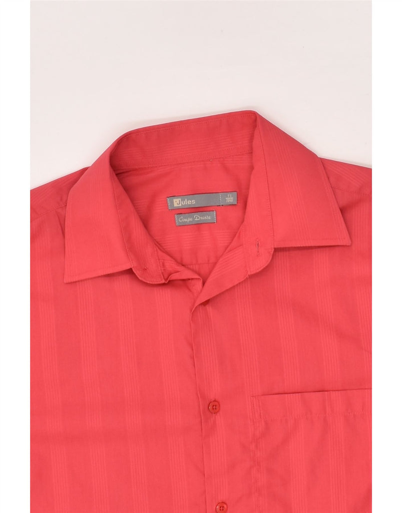 JULES Mens Short Sleeve Shirt Size 39 /40 Medium Red Striped Cotton | Vintage Jules | Thrift | Second-Hand Jules | Used Clothing | Messina Hembry 