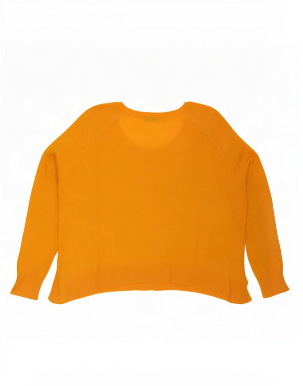 Zara Womens Crop Oversized Boat Neck Jumper Sweater UK 10 Small Orange