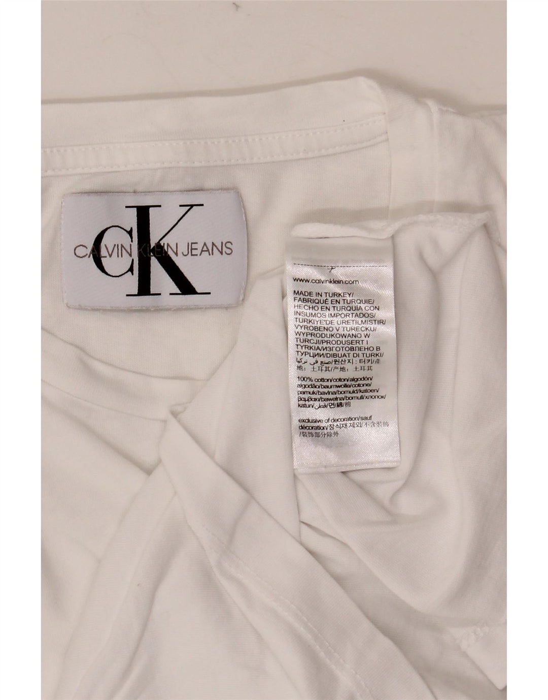 CALVIN KLEIN JEANS Mens Graphic T-Shirt Top Small White Cotton