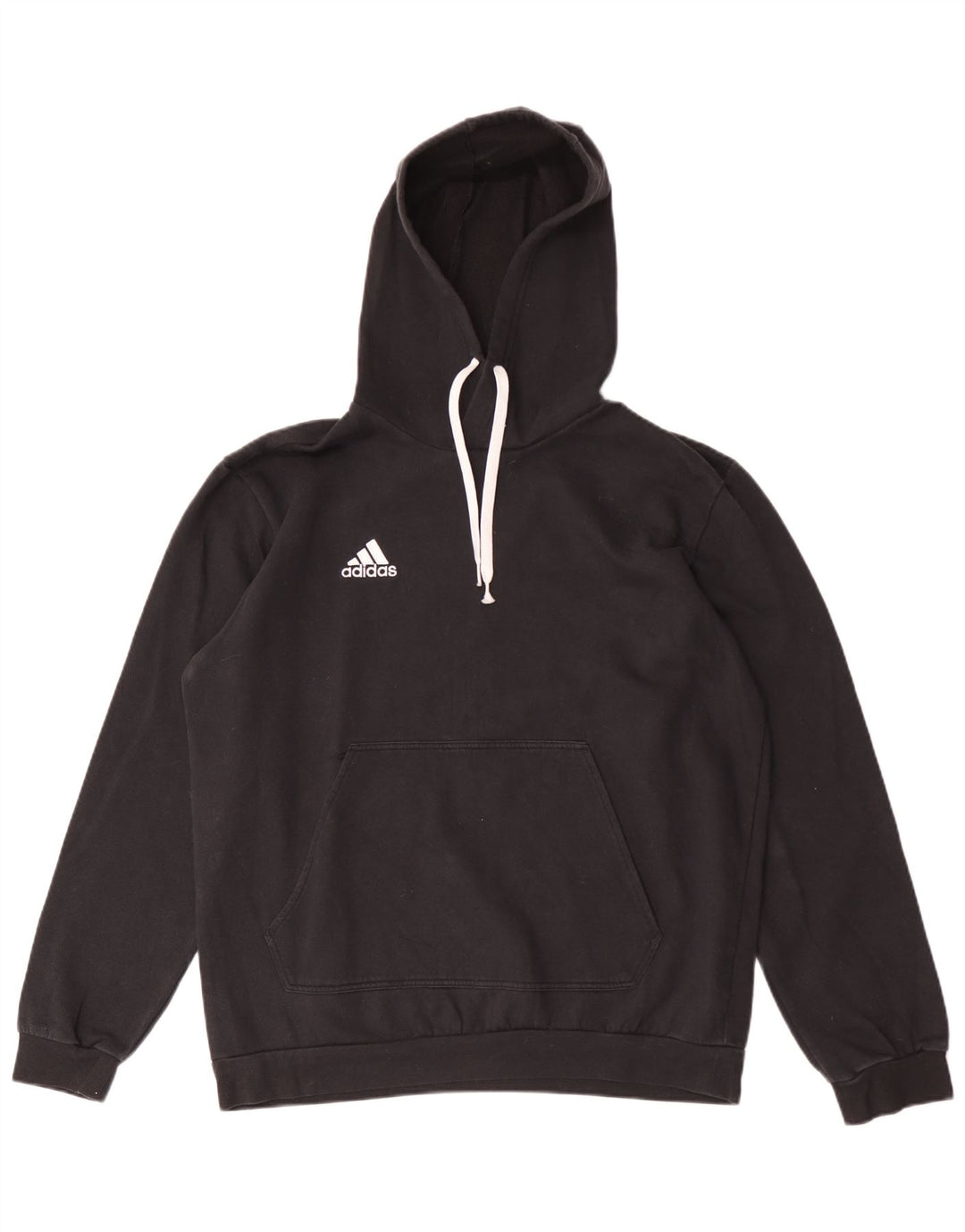 Adidas Mens Hoodie Jumper Large Black Cotton