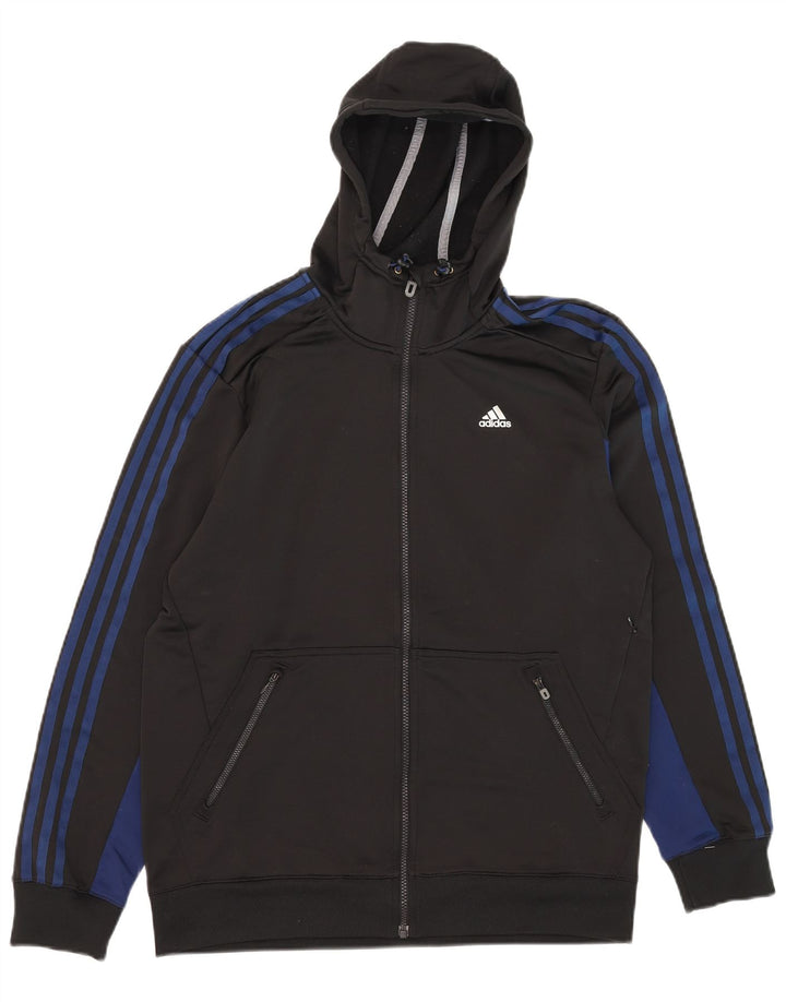 Adidas Mens Climalite Zip Hoodie Sweater Medium Black Colourblock Polyester