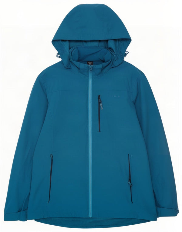 Mountain Warehouse Womens Hooded Rain Jacket UK 16 Large Blue Polyester