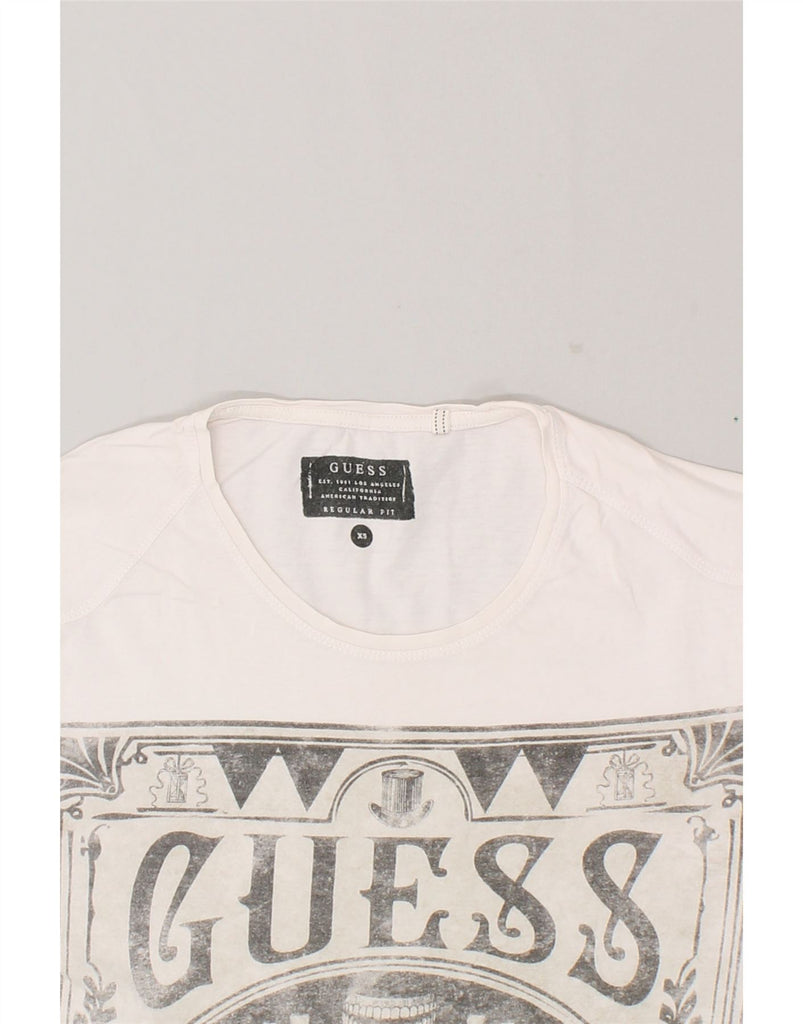 GUESS Mens Regular Fit Graphic T-Shirt Top XS White Cotton | Vintage Guess | Thrift | Second-Hand Guess | Used Clothing | Messina Hembry 