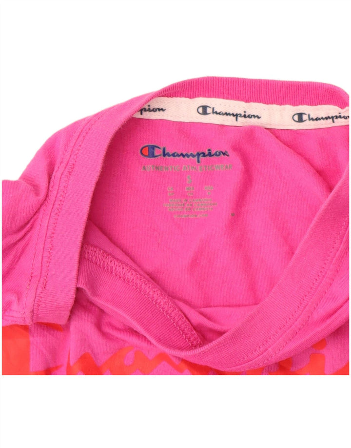 CHAMPION Womens Crop Graphic T-Shirt Top UK 10 Small Pink