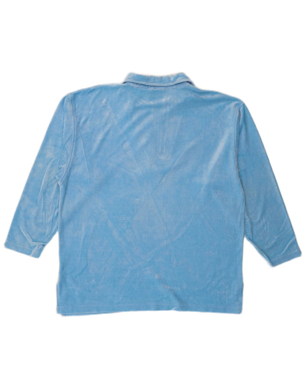 New Port Mens 1/4 Zip Top Long Sleeve Medium Blue Modal