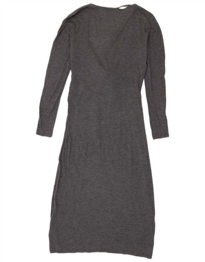 Zara Womens Long Sleeve Jumper Dress UK 10 Small Grey Polyester