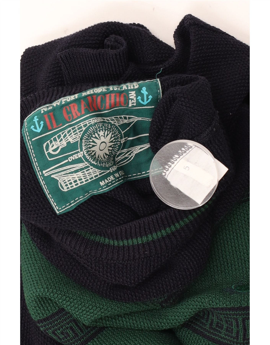 Il Granchio Mens Crew Neck Jumper Sweater Medium Green Colourblock