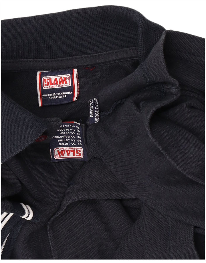 Slam Mens Polo Shirt Large Navy Blue Cotton