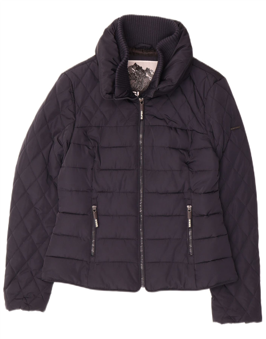 Superdry Womens Padded Jacket UK 14 Medium Navy Blue Polyester