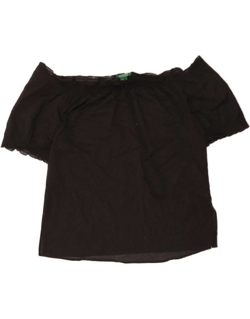 RALPH LAUREN Womens Off Shoulder Top UK 18 XL Black Cotton Vintage Ralph Lauren and Second-Hand Ralph Lauren from Messina Hembry 