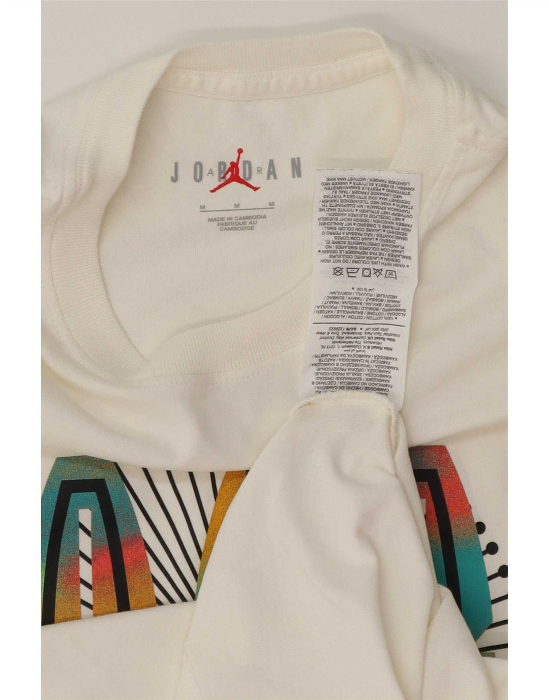 Jordan Mens Graphic T-Shirt Top Medium White Cotton