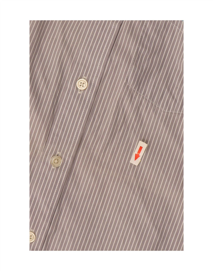 Superdry Mens Shirt Large Grey Striped Cotton