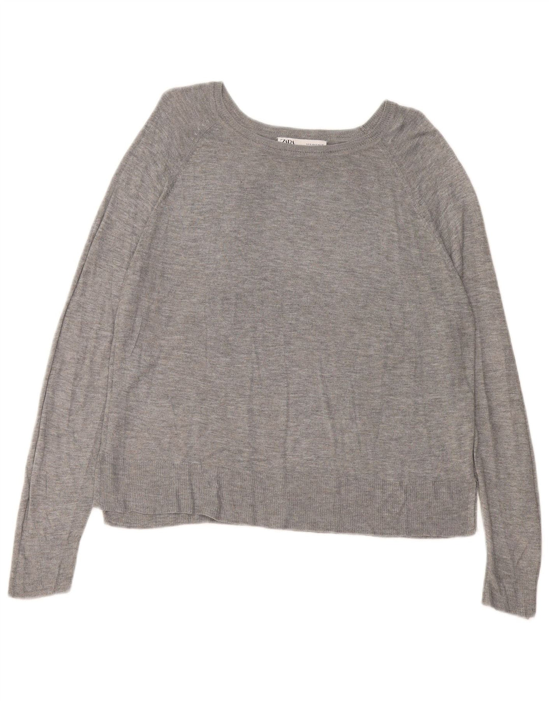 ZARA Womens Oversized Boat Neck Jumper Sweater UK 10 Small Grey Viscose