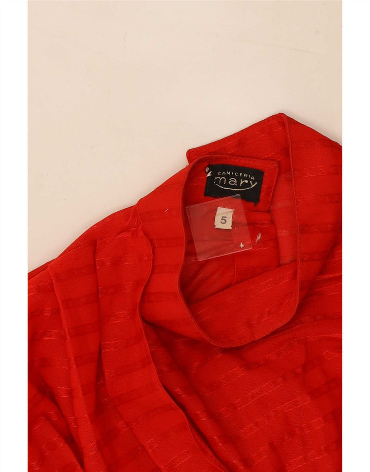 Vintage Womens Crop Shirt Blouse US 5 Small Red Striped Polyester