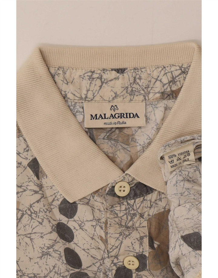 Malagrida Mens Abstract Pattern Short Sleeve Pullover Shirt XL Grey Viscose