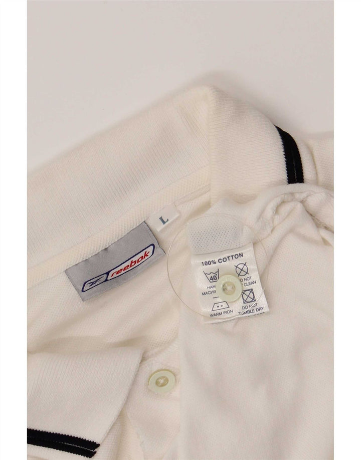Reebok Mens Polo Shirt Large White Cotton