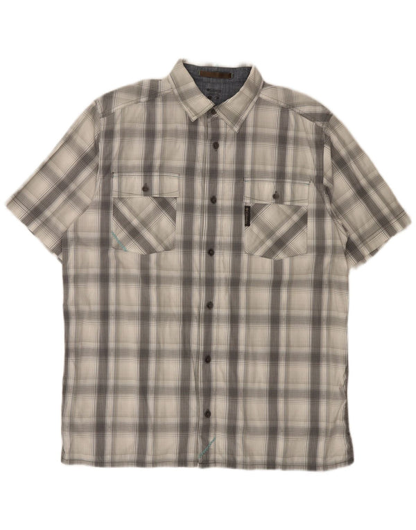 Columbia Mens Short Sleeve Shirt Medium Grey Check Cotton