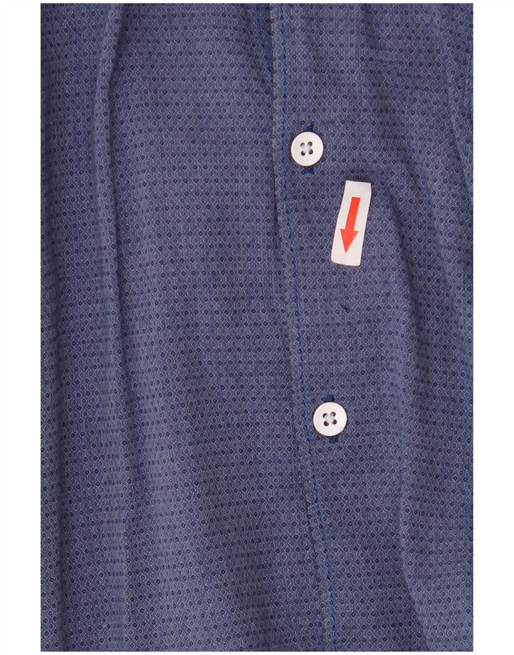 Timberland Mens Slim Fit Shirt Large Navy Blue Spotted Cotton