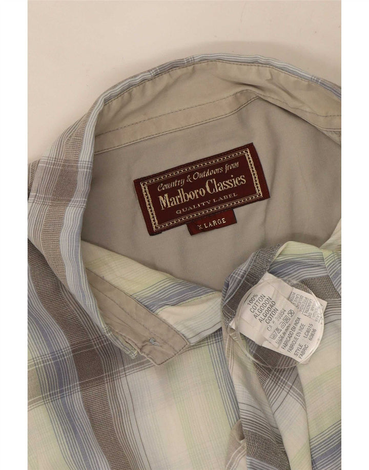 Marlboro Classics Mens Shirt XL Grey Check Cotton