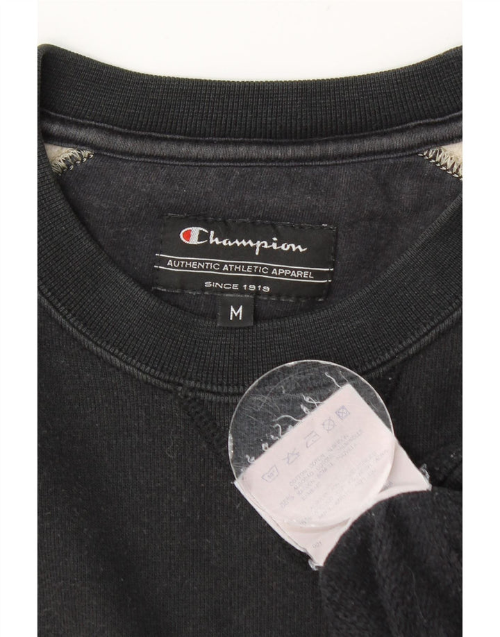 Champion Mens Graphic Sweatshirt Jumper Medium Black Colourblock Cotton