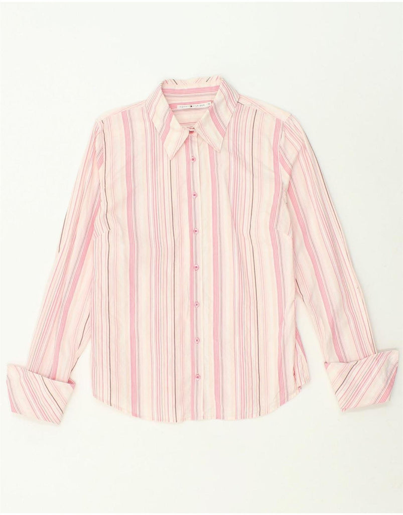 TOMMY HILFIGER Womens Formal Shirt US 10 Large Pink Striped Cotton Vintage Tommy Hilfiger and Second-Hand Tommy Hilfiger from Messina Hembry 