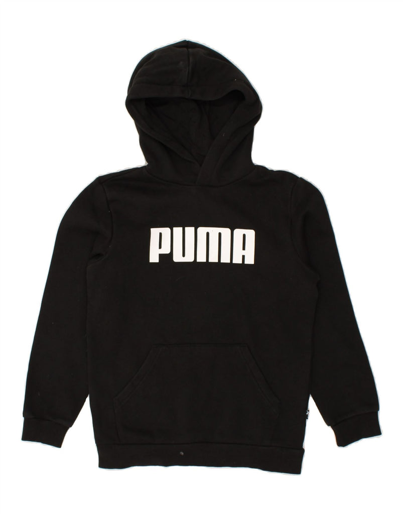 PUMA Boys Graphic Hoodie Jumper 11-12 Years Black Cotton | Vintage Puma | Thrift | Second-Hand Puma | Used Clothing | Messina Hembry 