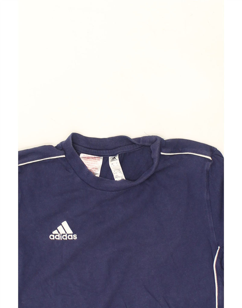 ADIDAS Boys T-Shirt Top 9-10 Years Navy Blue Cotton | Vintage Adidas | Thrift | Second-Hand Adidas | Used Clothing | Messina Hembry 