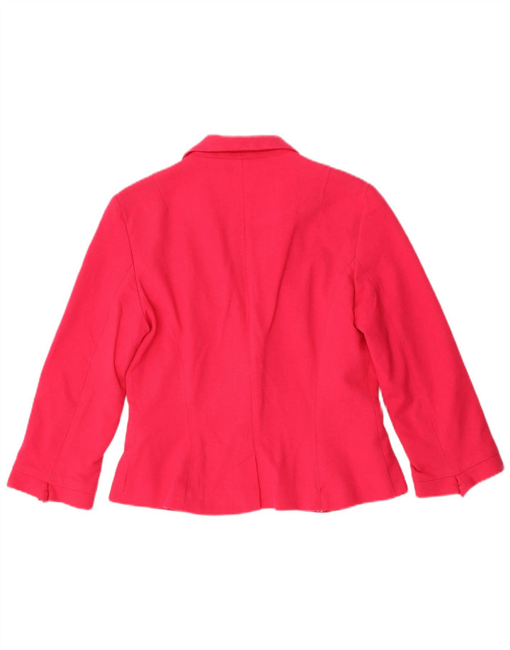 Zara Womens Crop 1 Button Blazer Jacket UK 14 Large Pink Cotton