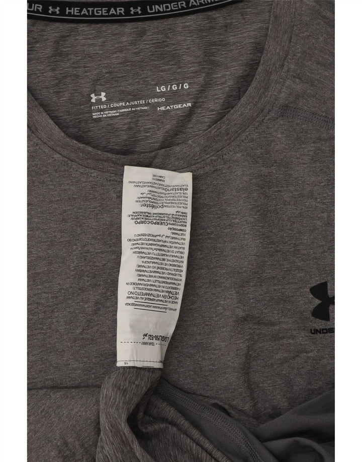 Under Armour Mens Heat Gear T-Shirt Top Large Grey Polyester