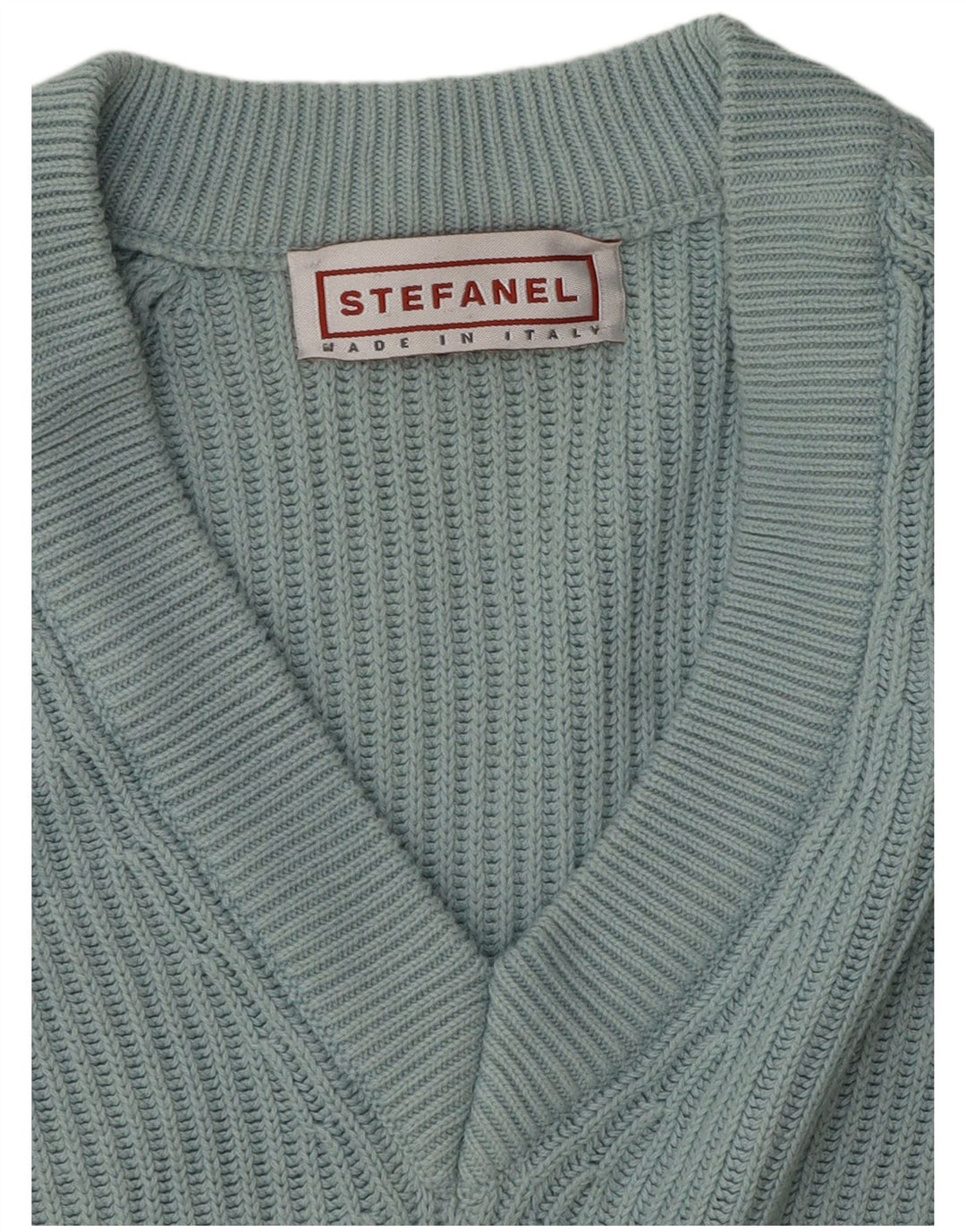 Stefanel Womens V-Neck Jumper Sweater UK 16 Large Blue