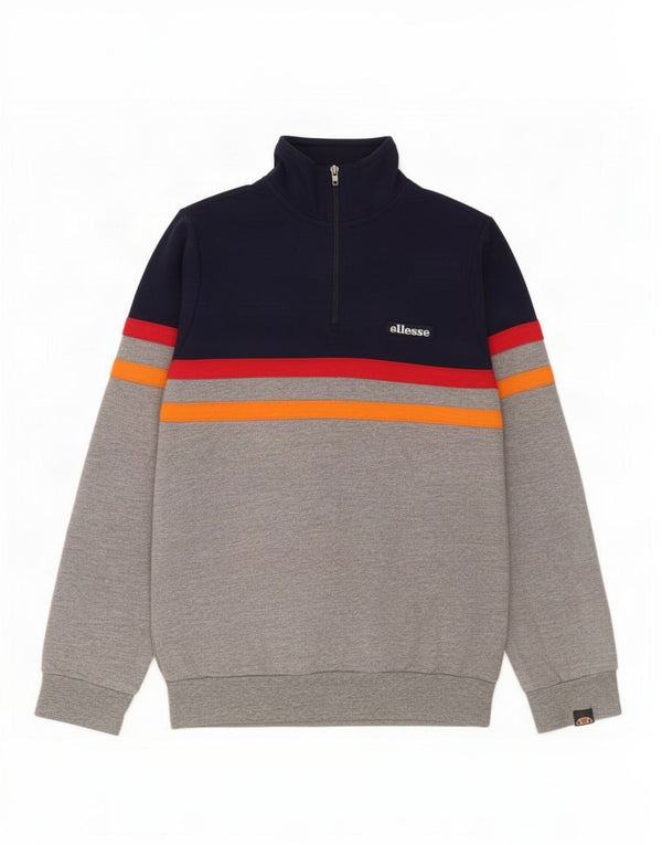 Ellesse Boys Zip Neck Sweatshirt Jumper 10-11 Years Navy Blue Colourblock
