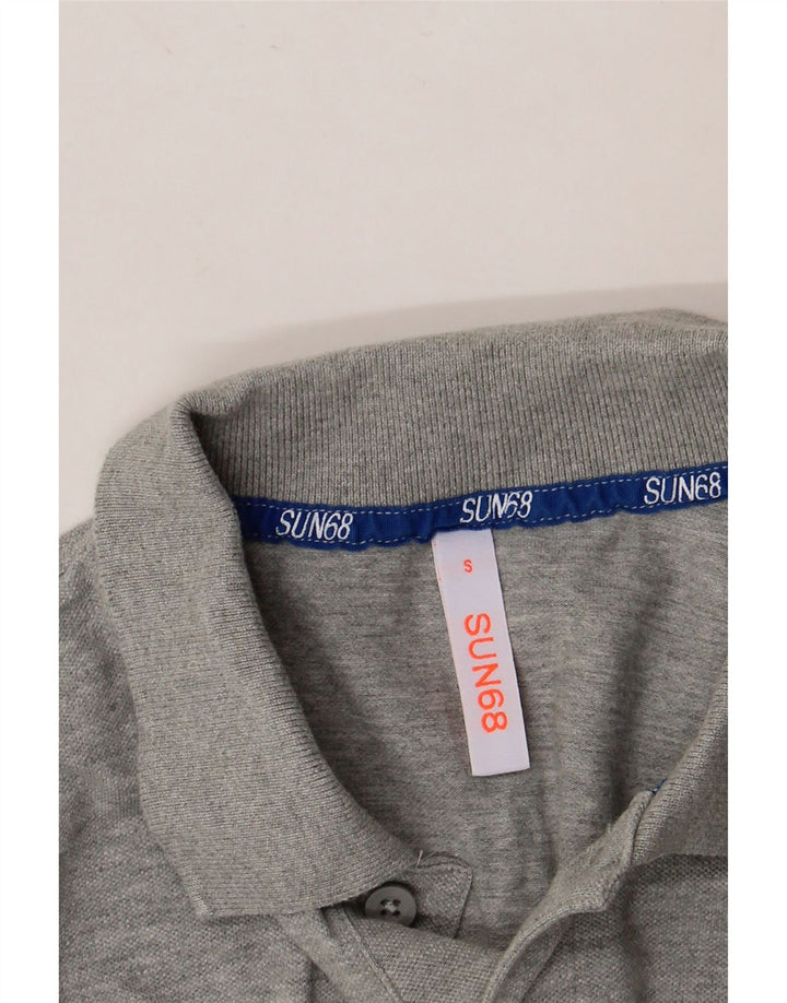 SUN68 Mens Graphic Polo Shirt Small Grey Colourblock
