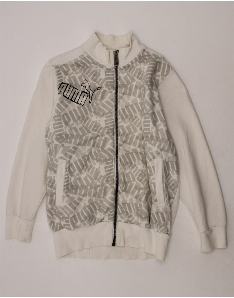 PUMA Boys Graphic Tracksuit Top Jacket 7-8 Years White Cotton Vintage Puma and Second-Hand Puma from Messina Hembry 