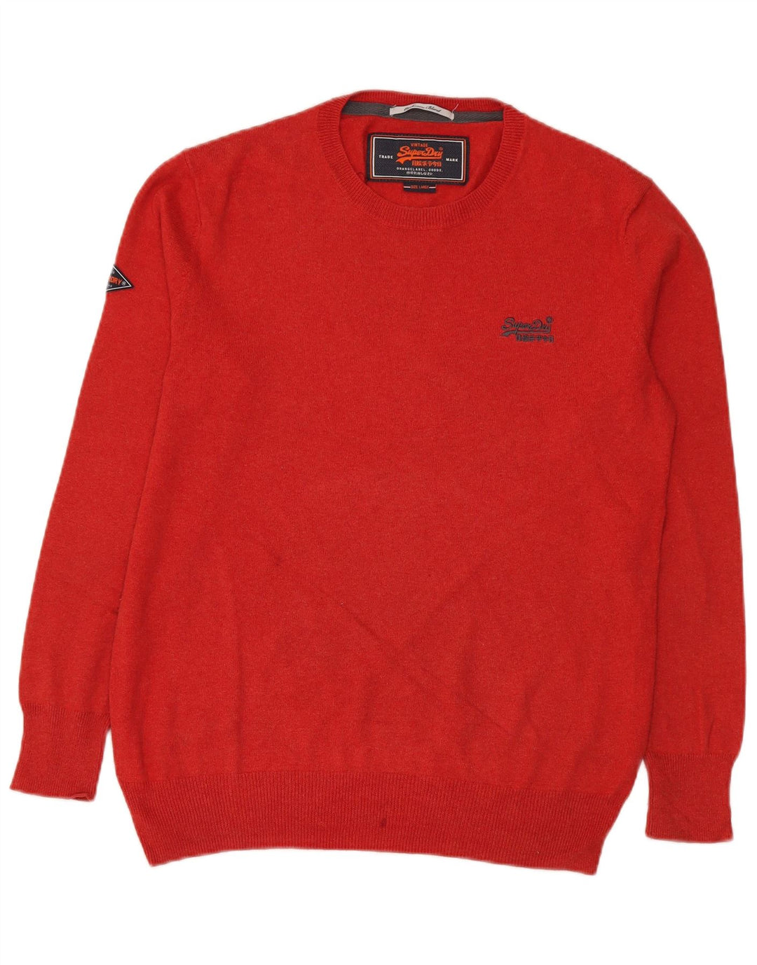 Superdry Mens Crew Neck Jumper Sweater Large Red Cotton