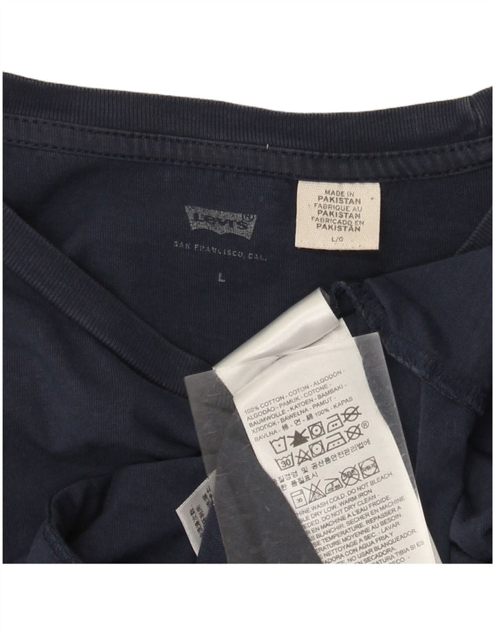 LEVI'S Mens Graphic T-Shirt Top Large Navy Blue Cotton
