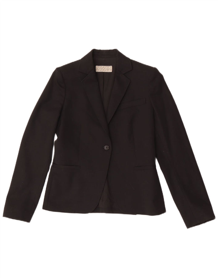 New York Industrie Womens 1 Button Blazer Jacket EU 40 Medium Black Wool