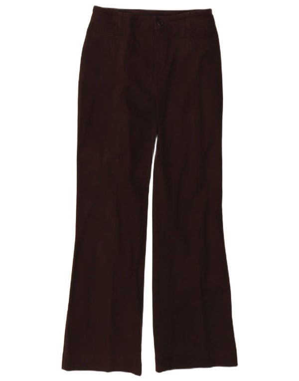 Massimo Dutti Womens Bootcut Casual Trousers EU 36 XS W26 L31 Brown Cotton