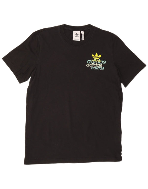 ADIDAS Mens Graphic T-Shirt Top Medium Black Cotton