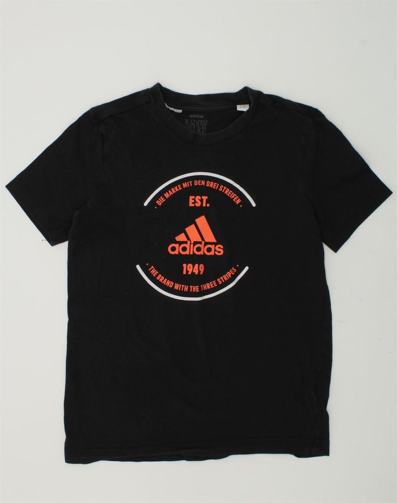 ADIDAS Boys Graphic T-Shirt Top 11-12 Years Black Cotton | Vintage Adidas | Thrift | Second-Hand Adidas | Used Clothing | Messina Hembry 