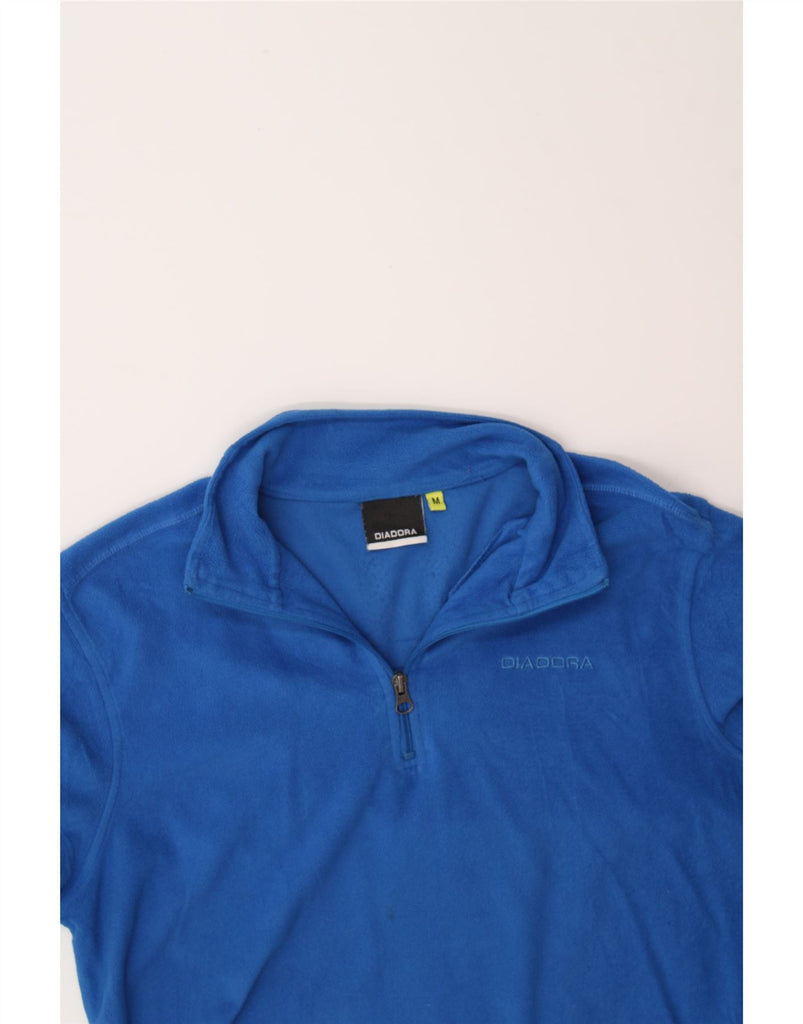 DIADORA Mens Zip Neck Fleece Jumper Medium Blue Polyester Vintage Diadora and Second-Hand Diadora from Messina Hembry 