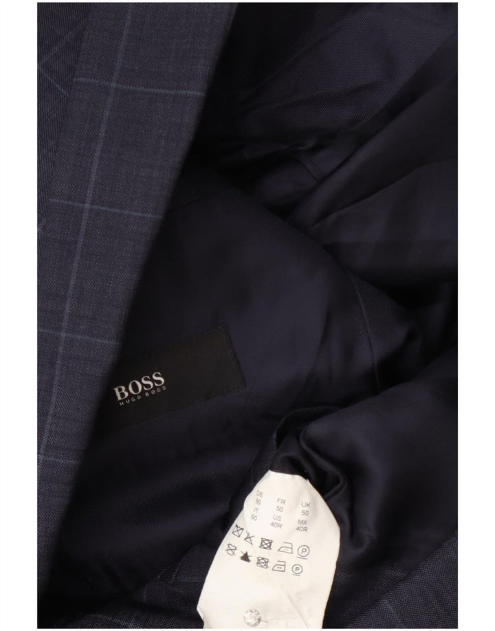 Hugo Boss Mens 2 Button Blazer Jacket UK 50 Large Navy Blue Check