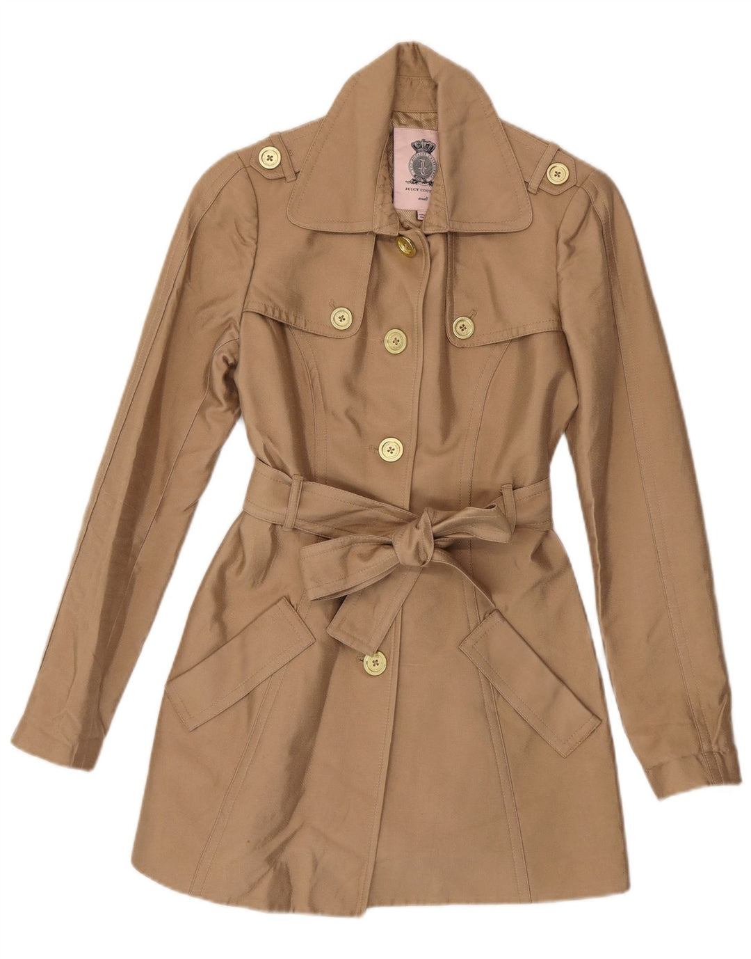Juicy Couture Womens Trench Coat UK 10 Small Beige Cotton