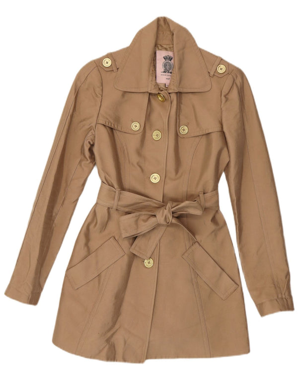 Juicy Couture Womens Trench Coat UK 10 Small Beige Cotton