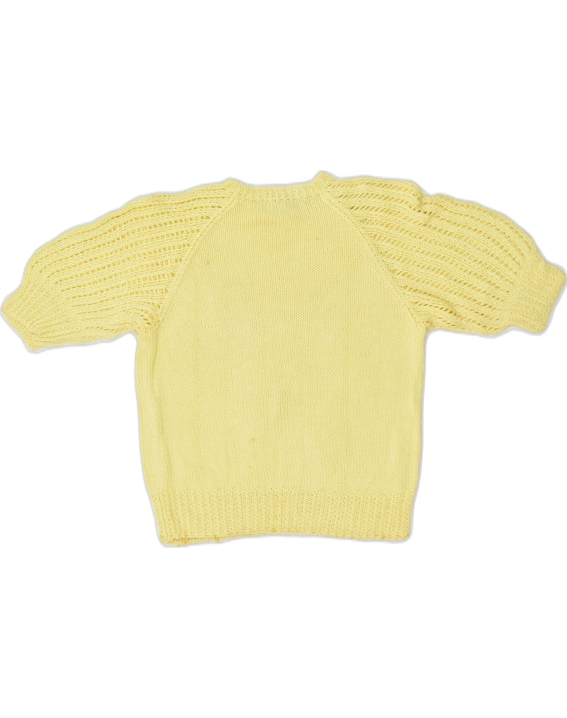 VINTAGE Womens 1/2 Sleeve Crew Neck Jumper Sweater UK 12 Medium Yellow | Vintage Vintage | Thrift | Second-Hand Vintage | Used Clothing | Messina Hembry 