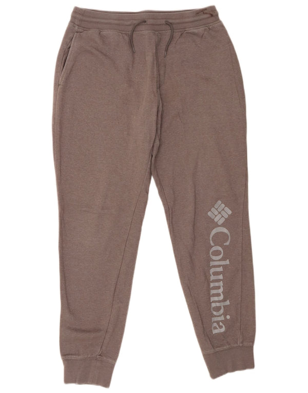 Columbia Womens Graphic Tracksuit Trousers Joggers UK 14 Medium Grey Cotton