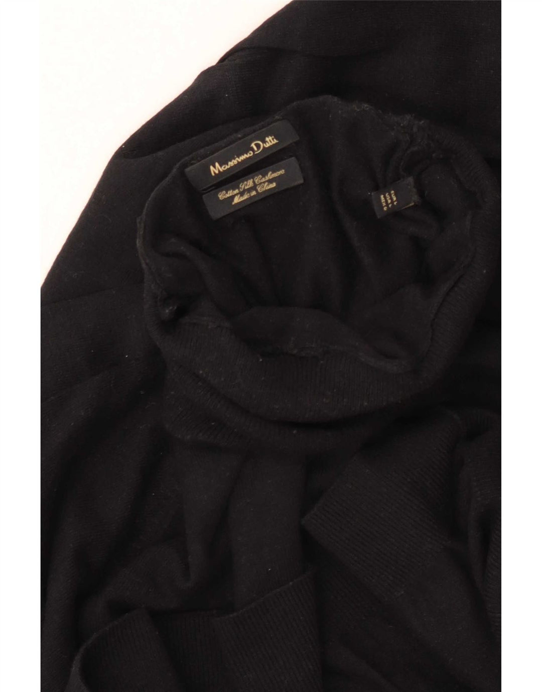 Massimo Dutti Womens Roll Neck Jumper Sweater UK 16 Large Black Cotton